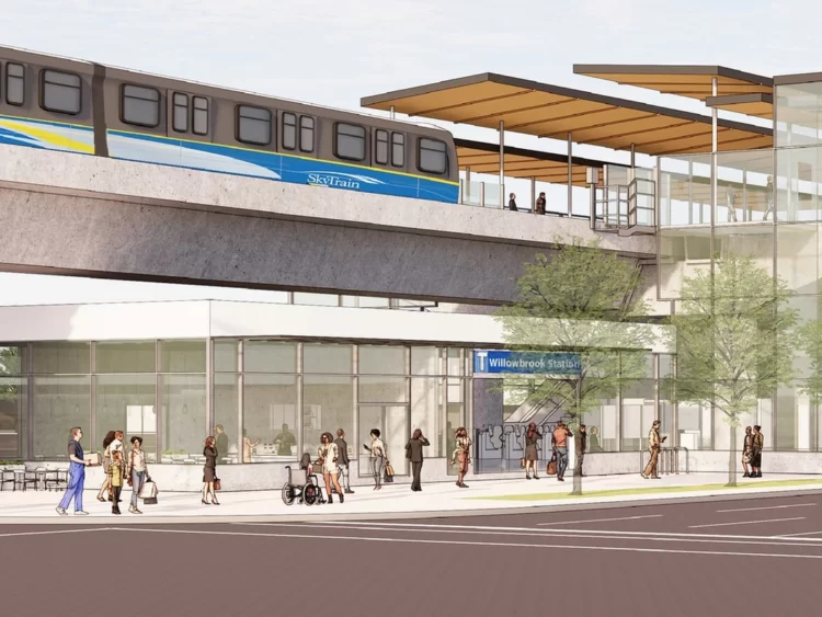 Rendering of the proposed Willowbrook SkyTrain Station as part of the Surrey-Langley SkyTrain extension project. Photo by Ministry of Transportation /Government of B.C.
